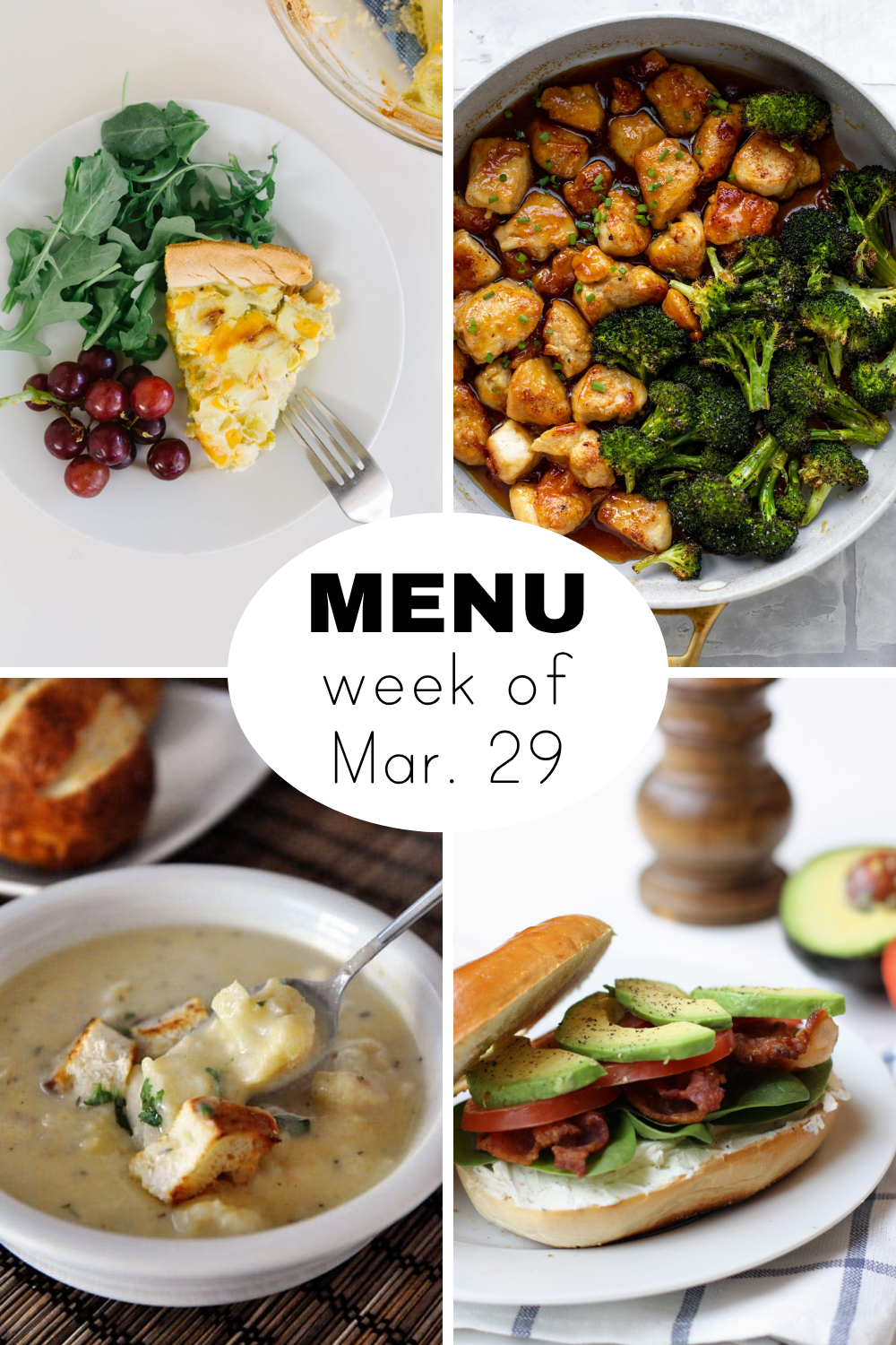 Weekly Dinner Menu for the Last Week of March